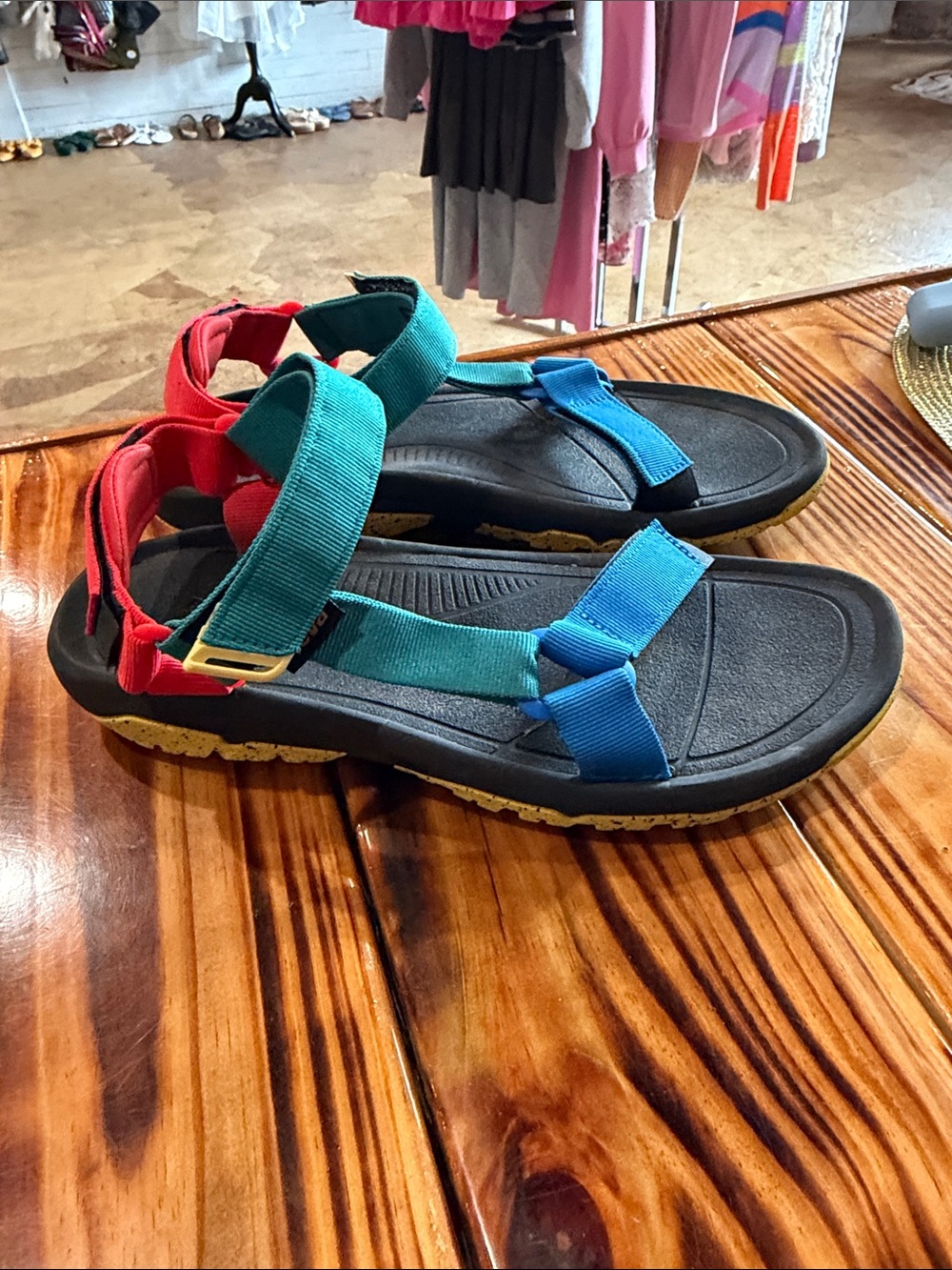 Teva Red & Teal Adjustable Strap Outdoor Sandals